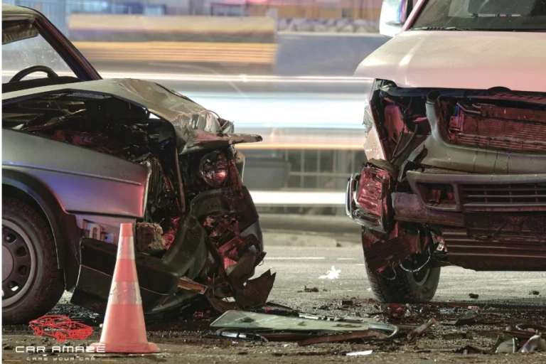 Car wreck at night