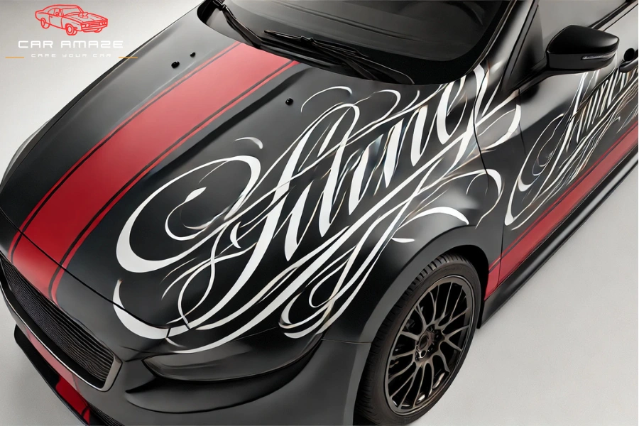 Cursive scripts on car wrap