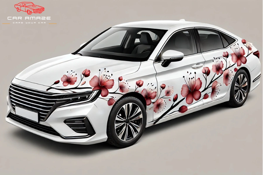 Floral wrap style on car