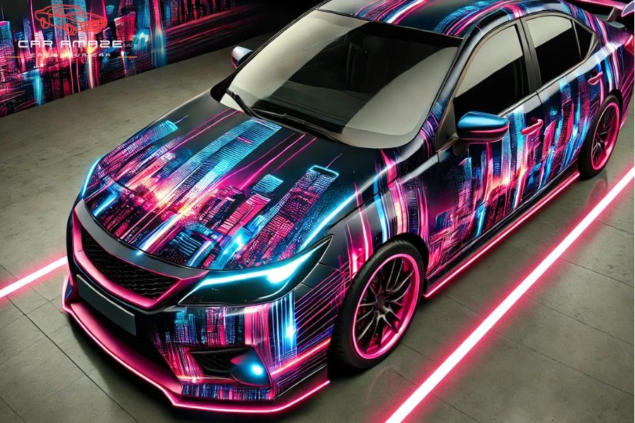 Neon-Lit cityscapes design for wrap