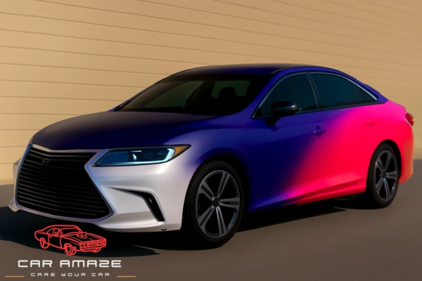 Dynamic diagonal ombre wrap from roof to trunk
