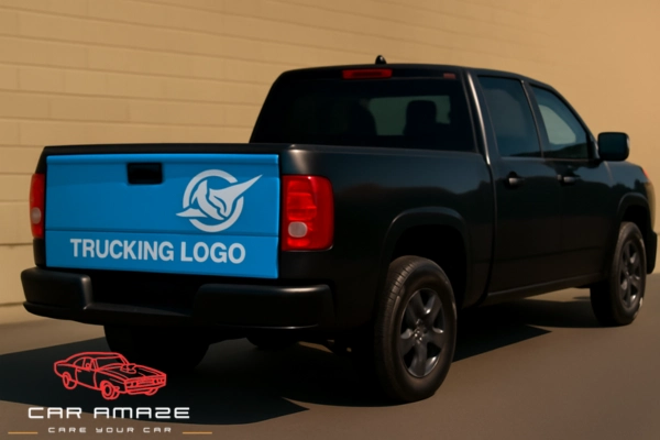 Eye-catching tailgate wrap with custom brand logo