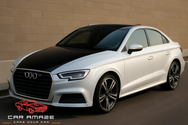 Satin roof with a sleek panoramic effect for partial car wrap ideas