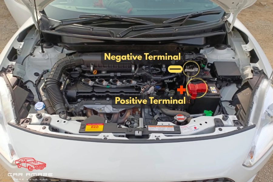 Find battery terminals to jump start a car