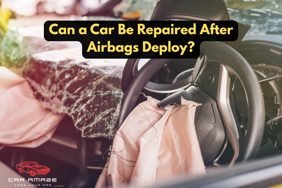 can a car be repaired after airbags deploy collision repair shop fixing damaged vehicle with new airbag installation