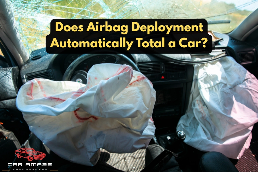 does airbag deployment automatically total a car interior view showing deployed airbags and moderate crash damage analysis