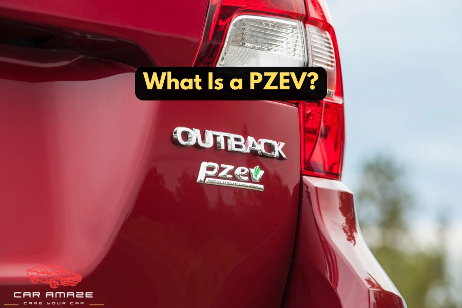 what is a PZEV simple explanation showing gasoline car with low emissions concept and clean air illustration