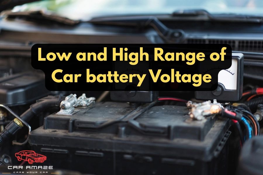 low and high range of car battery voltage chart showing weak dead and overcharging levels with clear voltage breakdown