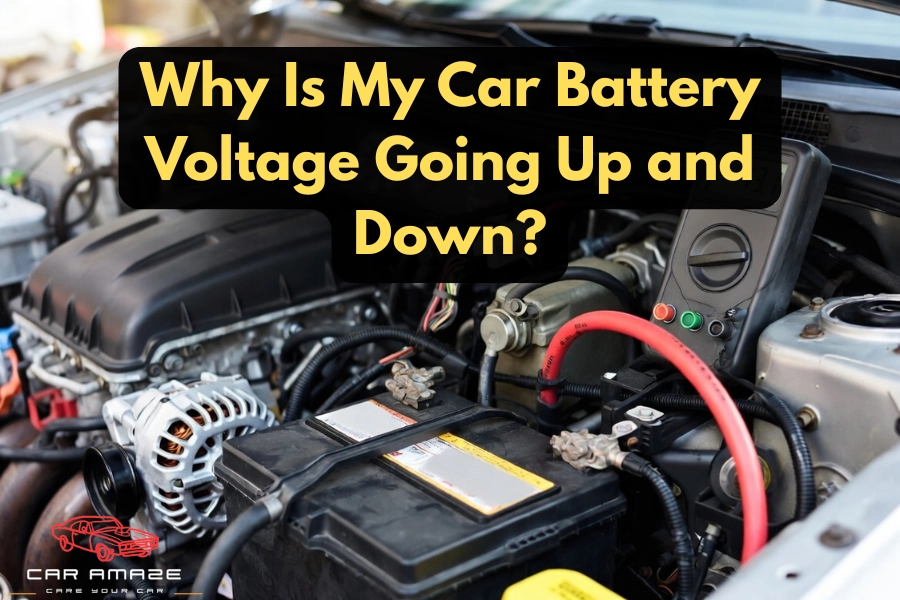 why car battery voltage goes up and down showing fluctuating multimeter reading due to alternator or electrical issues