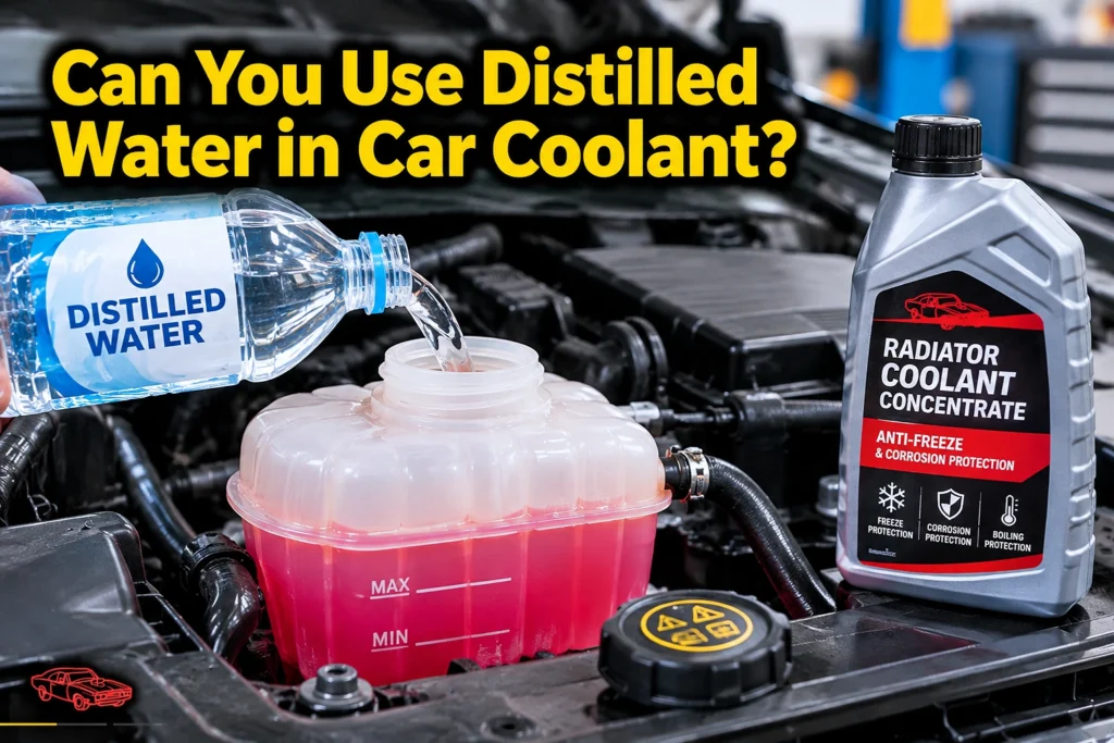 Distilled water being used with concentrated coolant in a car cooling system