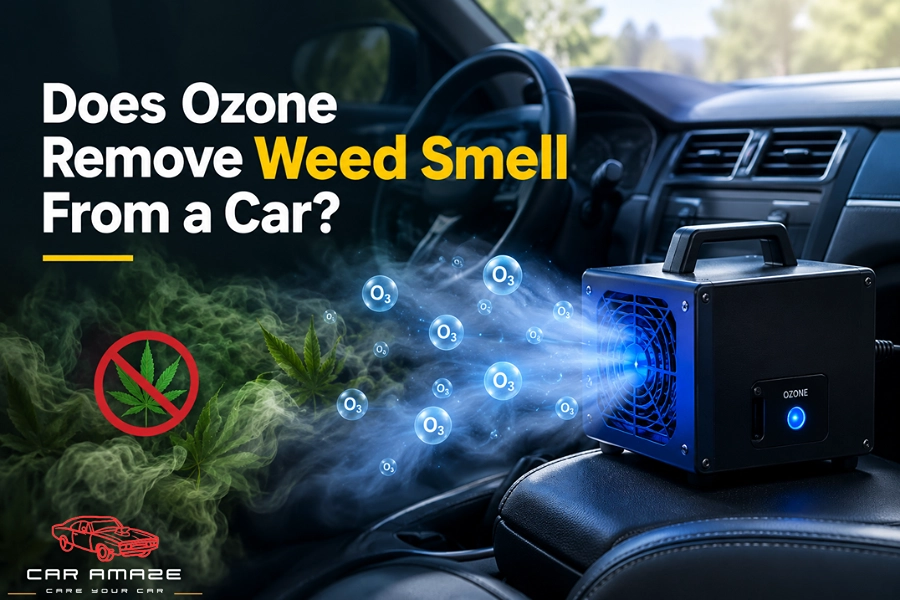Ozone treatment being used to remove weed smell from a car interior