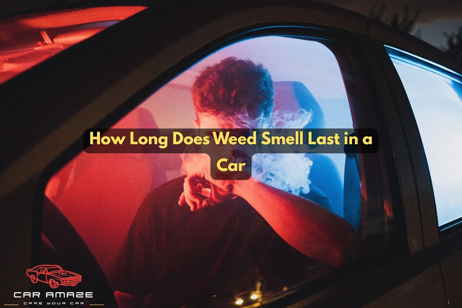 Car interior showing lingering weed odor trapped in seats, carpets, and other surfaces