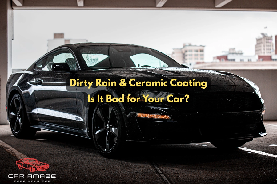 Dirty rain on a ceramic-coated car showing dust and water residue after rainfall