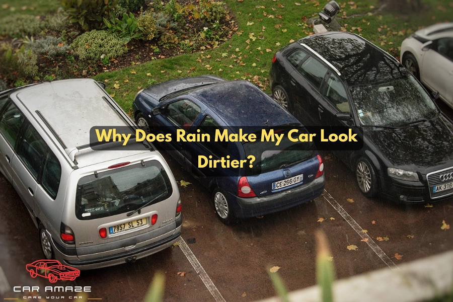Car looking dirtier after rain due to dust, pollen, pollution, and airborne particles